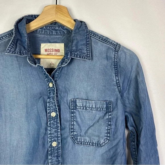 Mossimo Blue Chambray Long Sleeve Button Down S - Picture 3 of 3